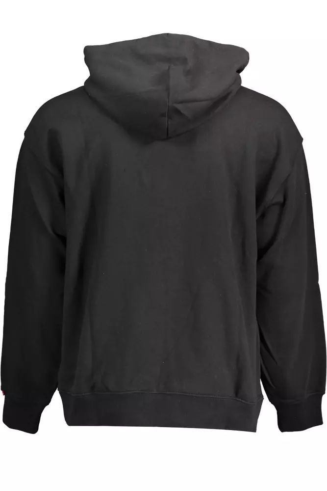 Levi's Sleek Black Cotton Hoodie with Embroidered Logo