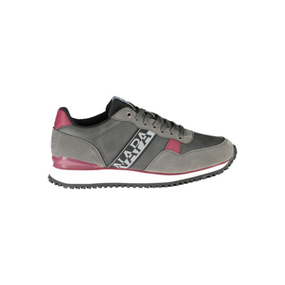 Napapijri Elegant Gray Lace-Up Sneakers with Contrast Accents