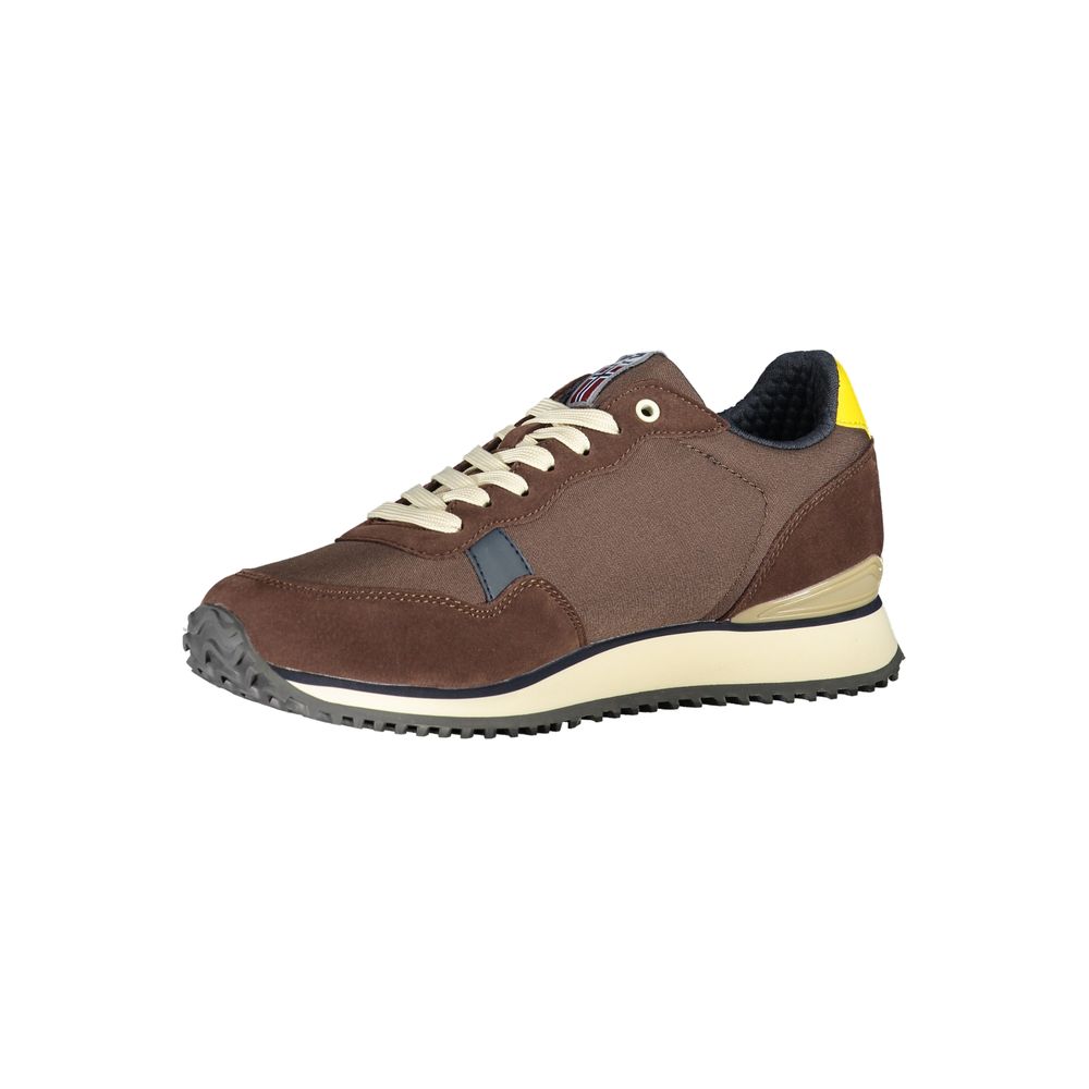 Napapijri Chic Brown Lace-up Sneakers with Contrast Detail