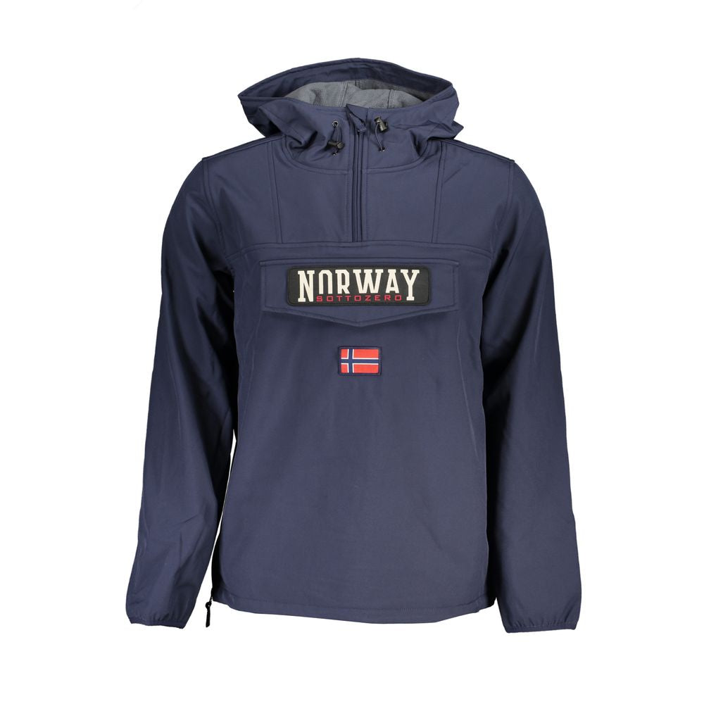 Norway 1963 Sleek Soft Shell Hooded Jacket in Bold Blue