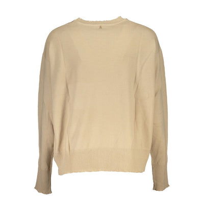 Patrizia Pepe Chic Beige Crew Neck Sweater with Contrast Details
