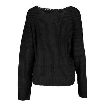 Patrizia Pepe Elegant Long Sleeved V-Neck Sweater with Chic Details