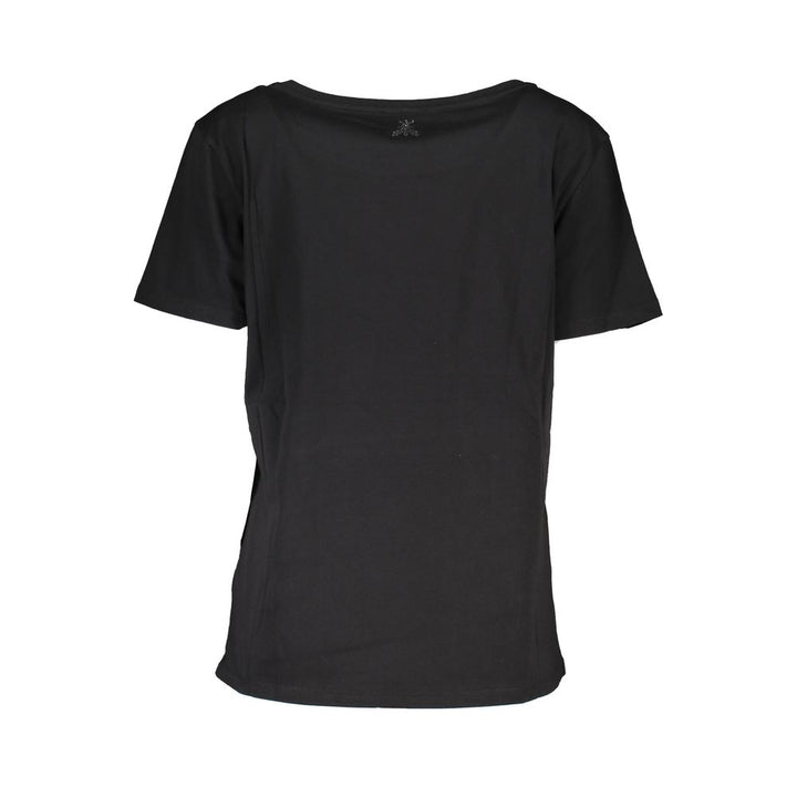 Patrizia Pepe Chic Short Sleeve Wide Neck Tee with Contrast Details