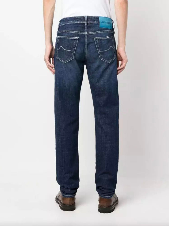 Jacob Cohen Exclusive Indigo Straight Leg Jeans with Bandana Detail