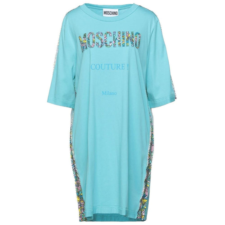 Moschino Couture Light Blue Cotton Dress