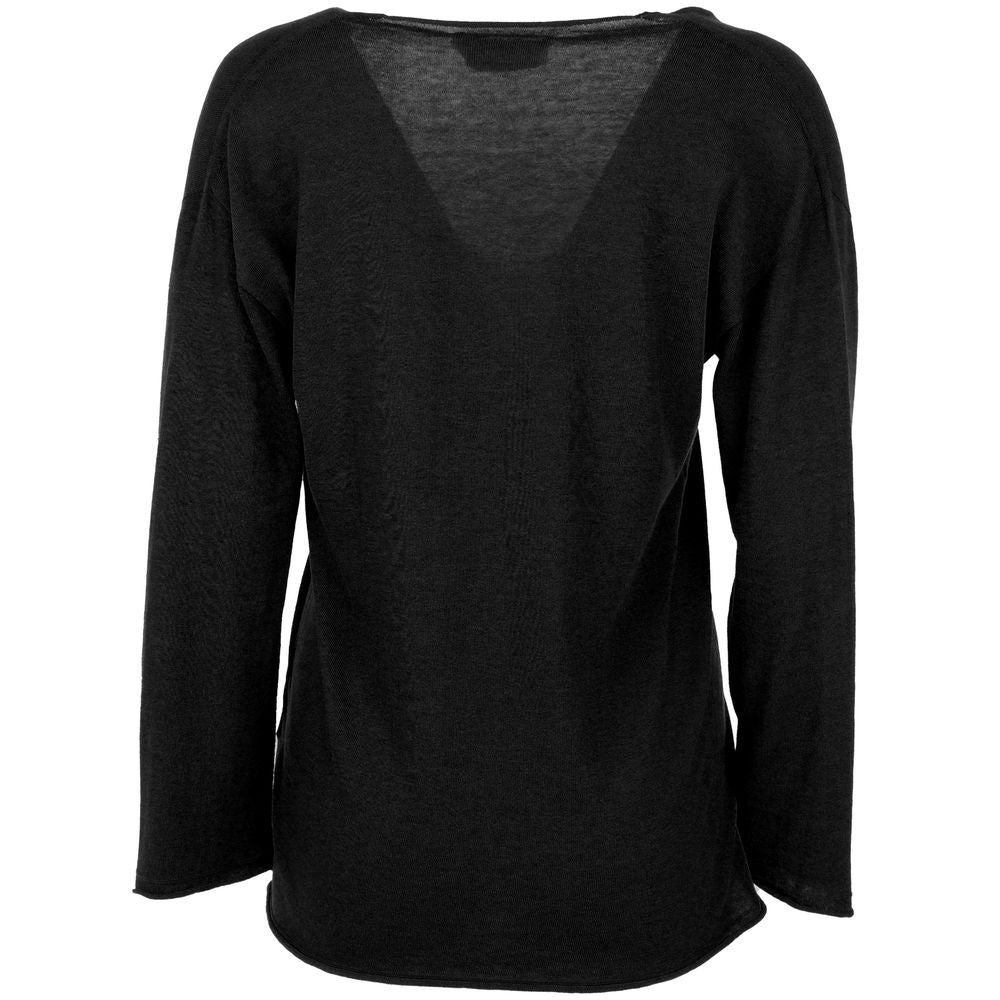 Alpha Studio Black Cotton Sweater