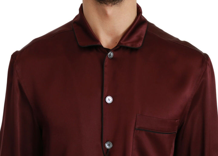 Dolce & Gabbana  Bordeaux Silk Pajama-Inspired Shirt