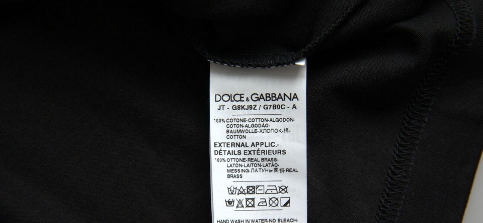 Dolce & Gabbana Black Silver Chain Short Sleeve T-shirt
