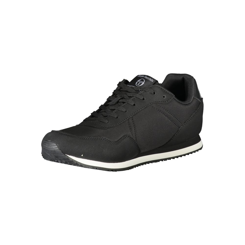 Sergio Tacchini Elegant Black Embroidered Sneakers with Laces