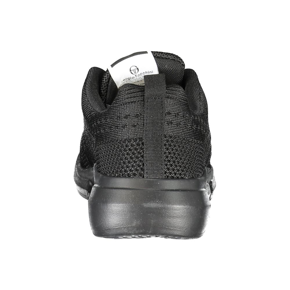 Sergio Tacchini Sleek Black Lace-up Sneakers with Contrast Detailing