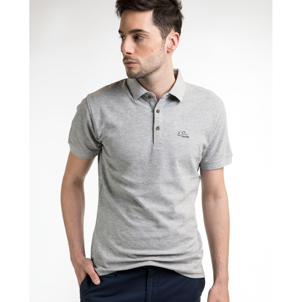 Yes Zee Sophisticated Gray Cotton Polo for Men