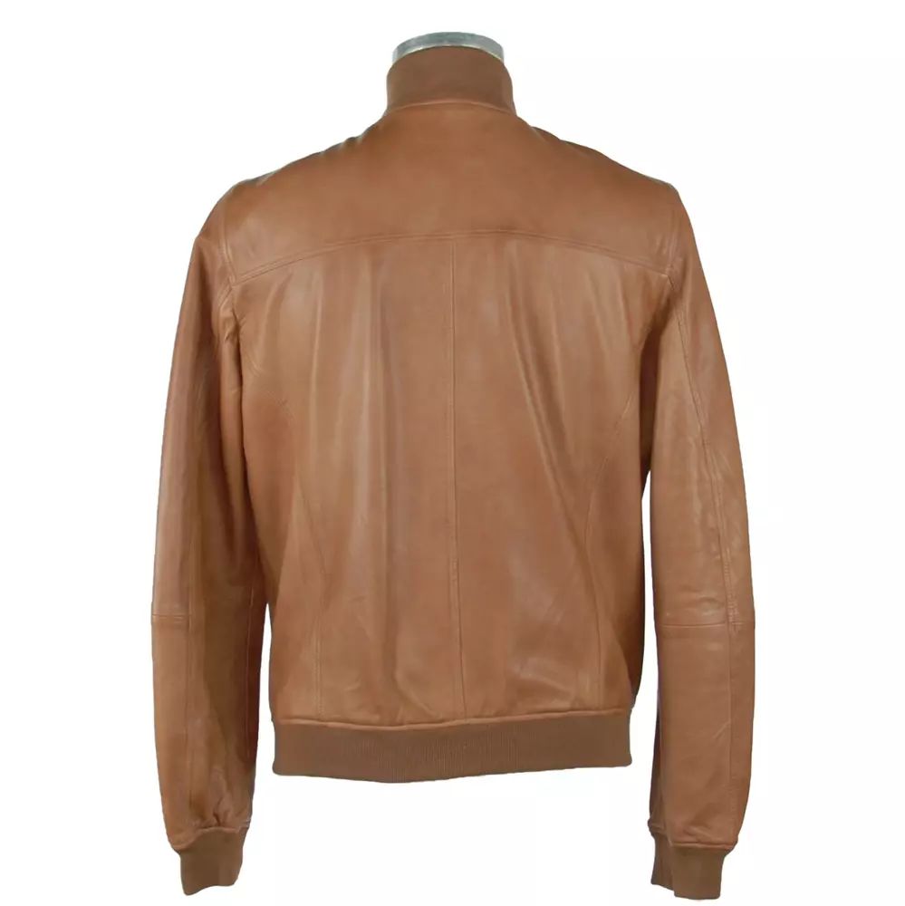 Emilio Romanelli Elegant Brown Leather Jacket for Men