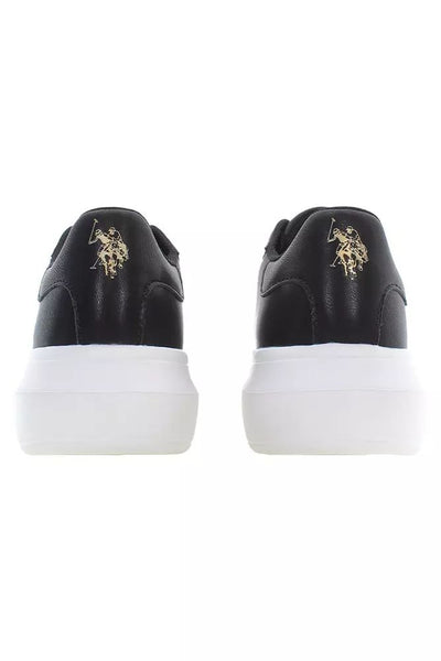 U.S. Polo Assn. Chic Black Lace-Up Sneakers with Contrast Detailing