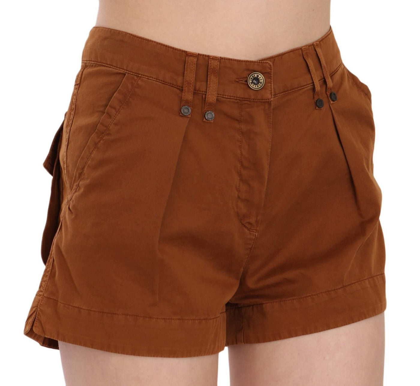 PLEIN SUD  Mid Waist Cotton Denim Mini Shorts #women, Brown, Catch, feed-agegroup-adult, feed-color-brown, feed-gender-female, feed-size-IT38|XS, Gender_Women, IT38|XS, Kogan, PLEIN SUD, Shorts - Women - Clothing, Women - New Arrivals at SEYMAYKA