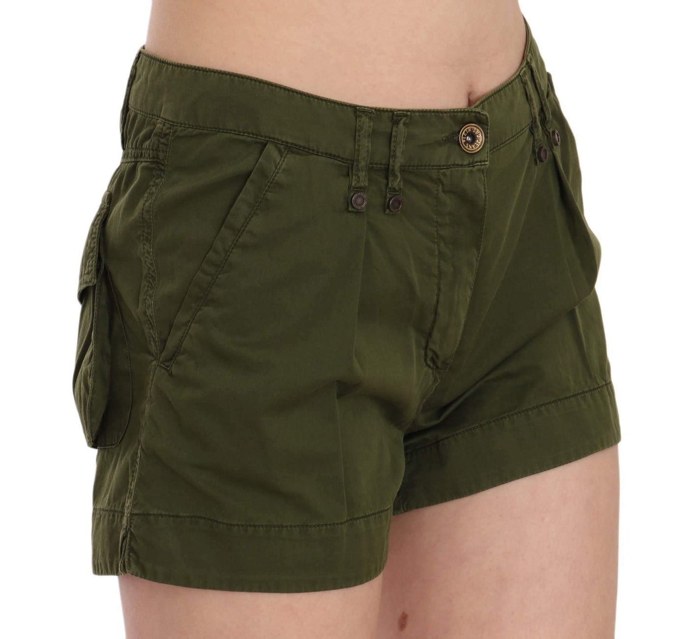 PLEIN SUD  Mid Waist  Cotton Mini Shorts #women, Catch, feed-agegroup-adult, feed-color-green, feed-gender-female, feed-size-IT36 | XS, feed-size-IT40|S, Gender_Women, Green, IT36 | XS, IT40|S, Kogan, PLEIN SUD, Shorts - Women - Clothing, Women - New Arrivals at SEYMAYKA