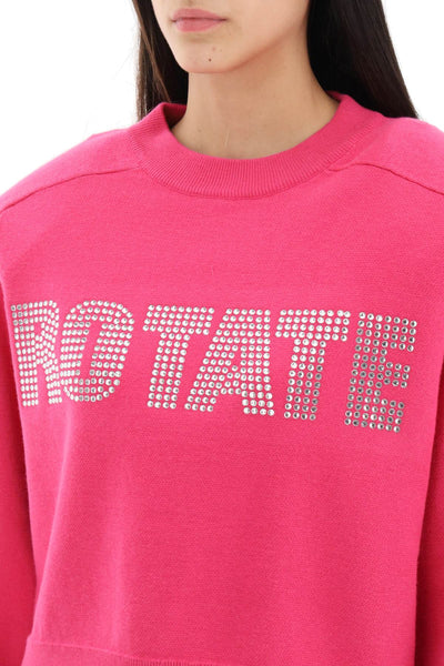 Rotate rhinestone logo organic cotton sweater-3