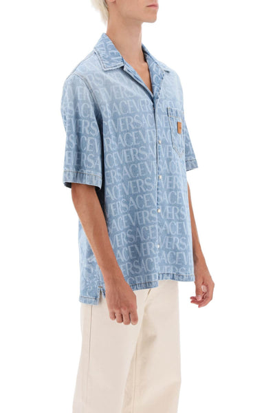Versace americana fit short sleeve denim shirt-1