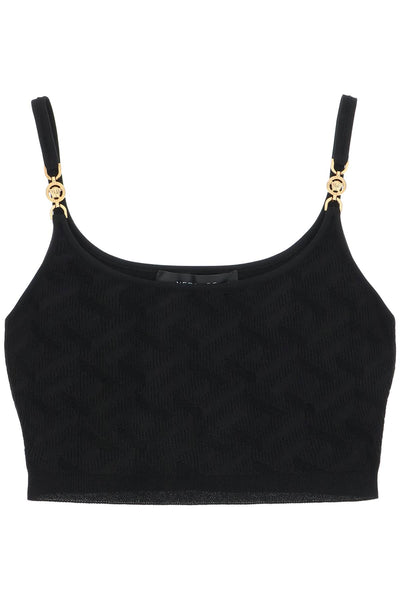 Versace 'la greca' knitted cropped top-0