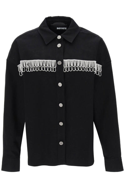 Rotate overshirt with crystal fringes-0