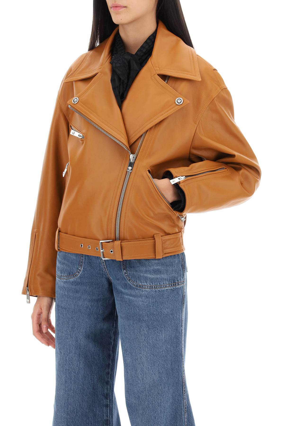 Versace biker jacket in leather-3