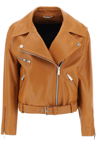 Versace biker jacket in leather-0
