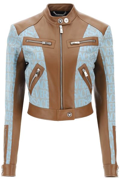 Versace 'versace allover' lamb leather biker jacket-0