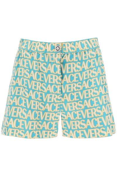 Versace monogram print silk shorts-0