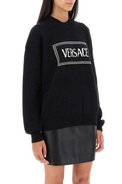 Versace crew-neck sweater with logo inlay-1