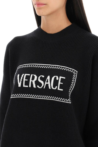 Versace crew-neck sweater with logo inlay-3