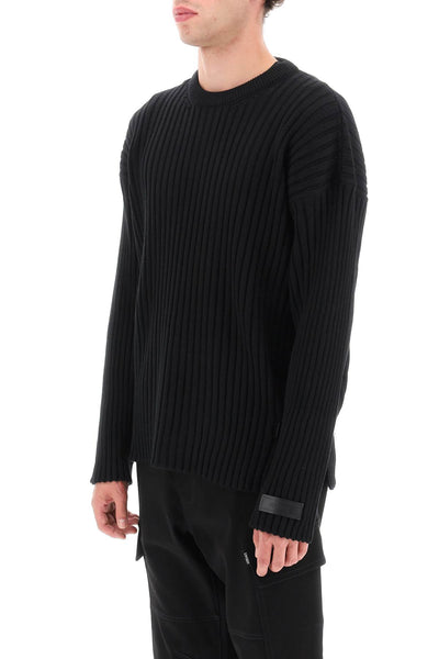 Versace ribbed-knit sweater with leather straps-3