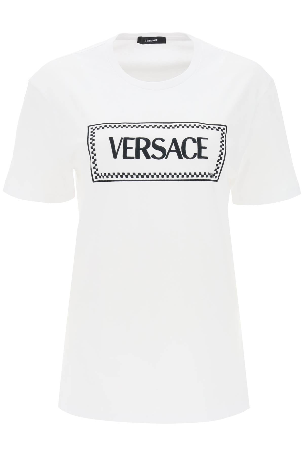 Versace t-shirt with logo embroidery-0