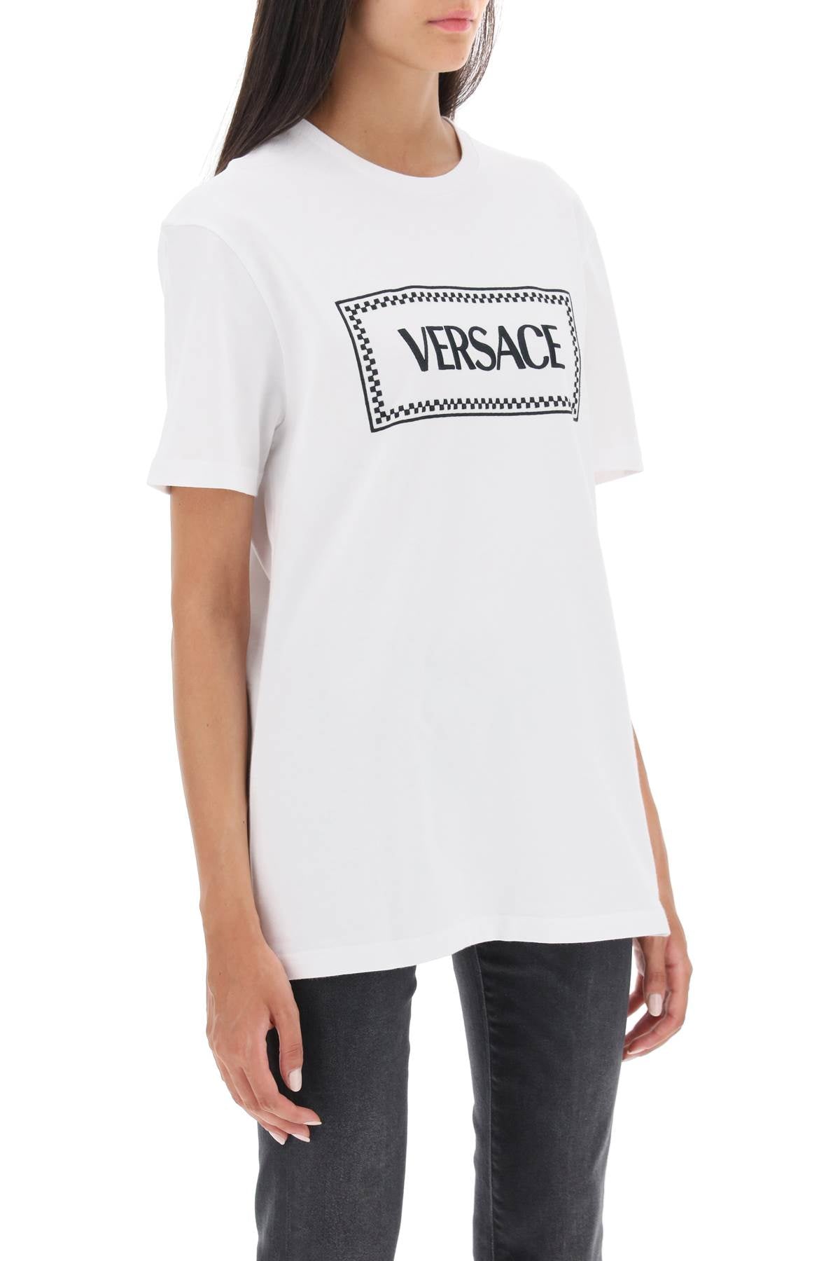 Versace t-shirt with logo embroidery-1