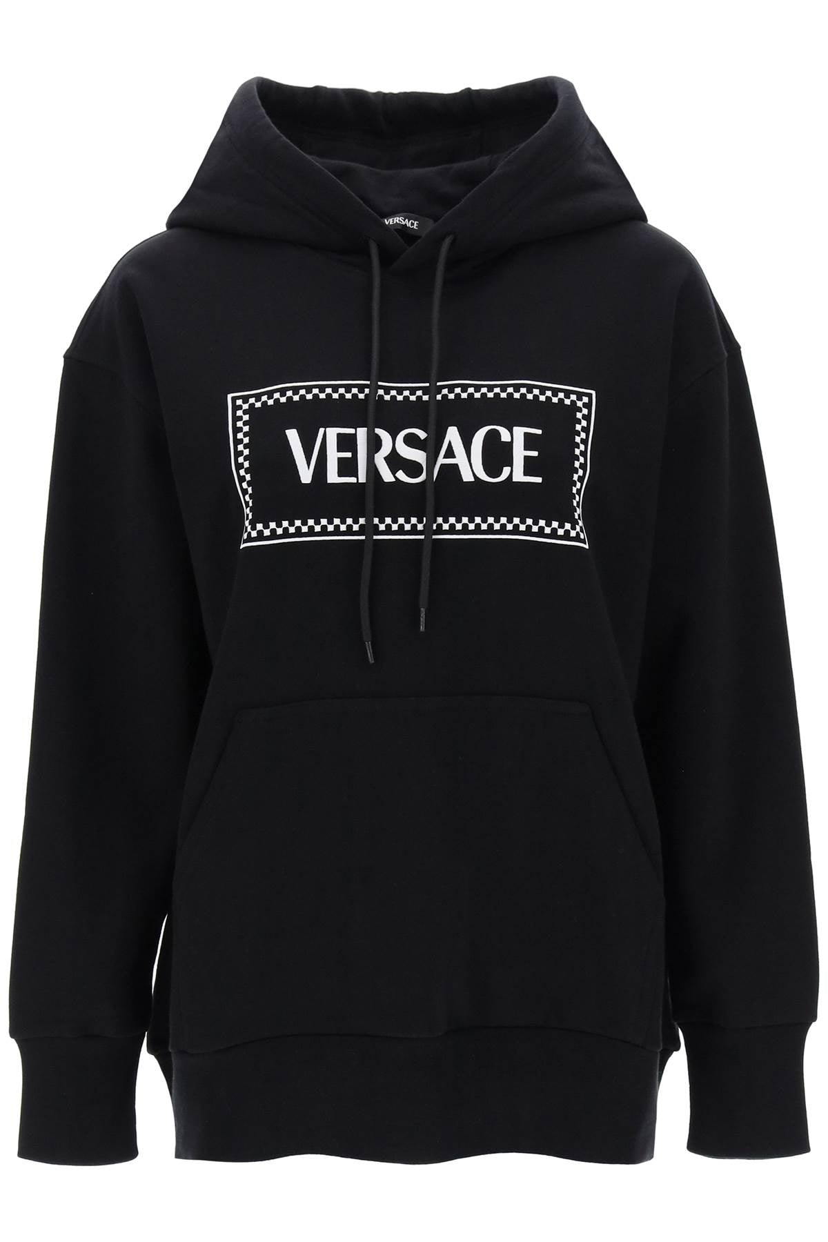 Versace hoodie with logo embroidery-0
