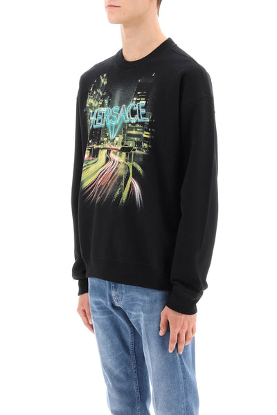 Versace crew-neck sweatshirt with city lights print-3