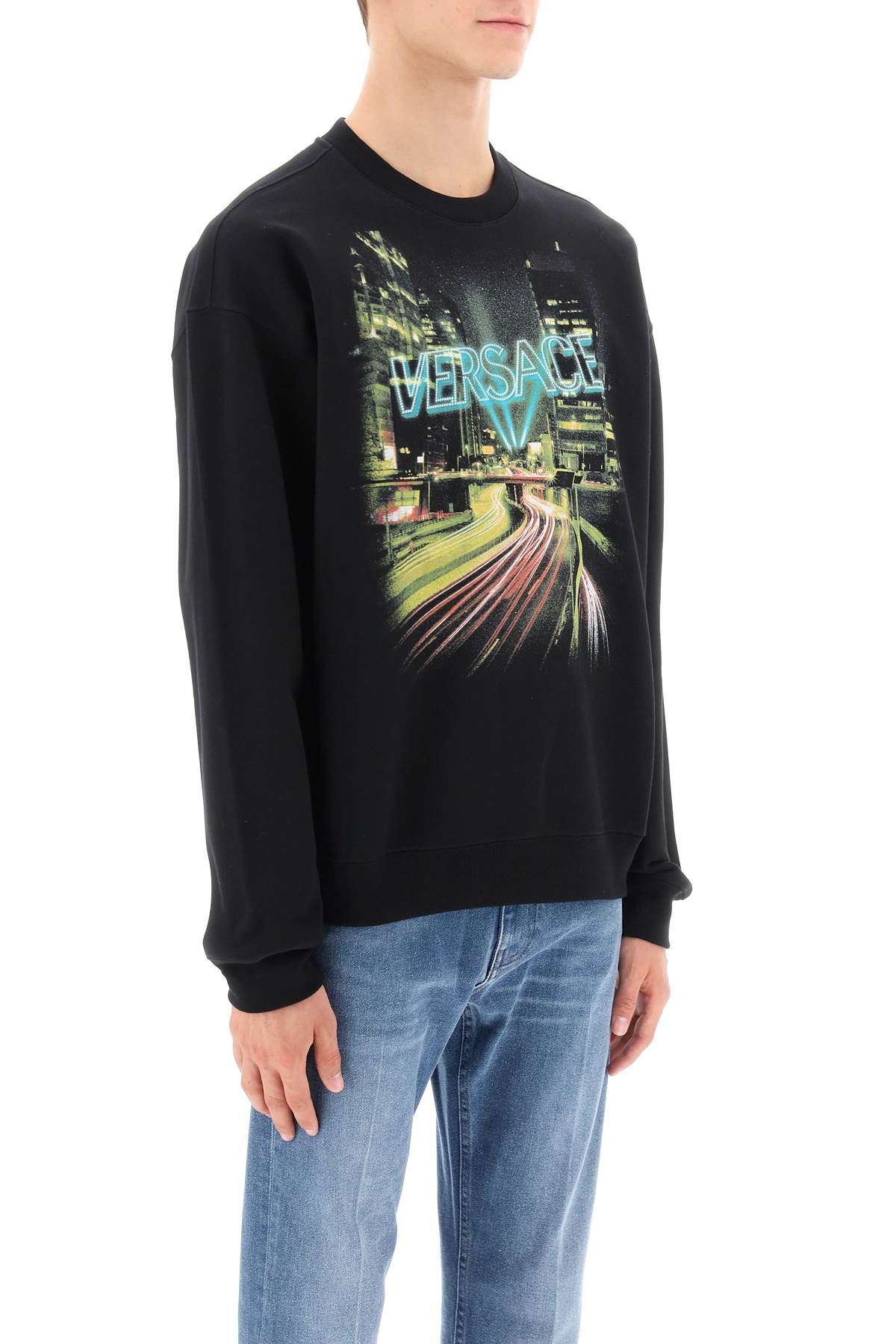 Versace crew-neck sweatshirt with city lights print-1
