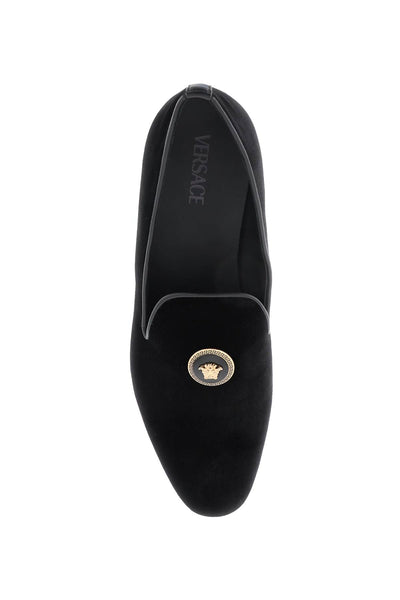 Versace velvet medusa loafers-1