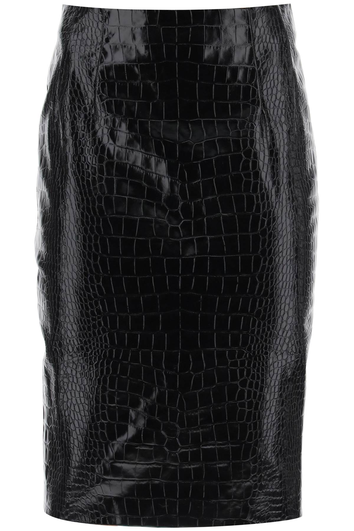 Versace croco-effect leather pencil skirt-0