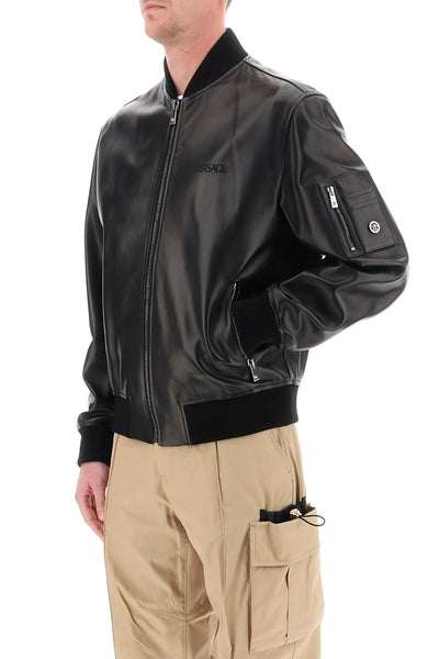 Versace leather bomber jacket-3
