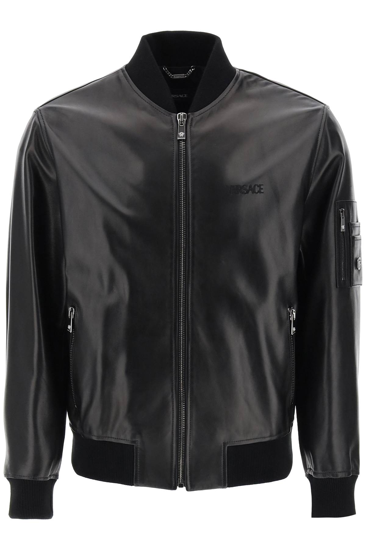 Versace leather bomber jacket-0