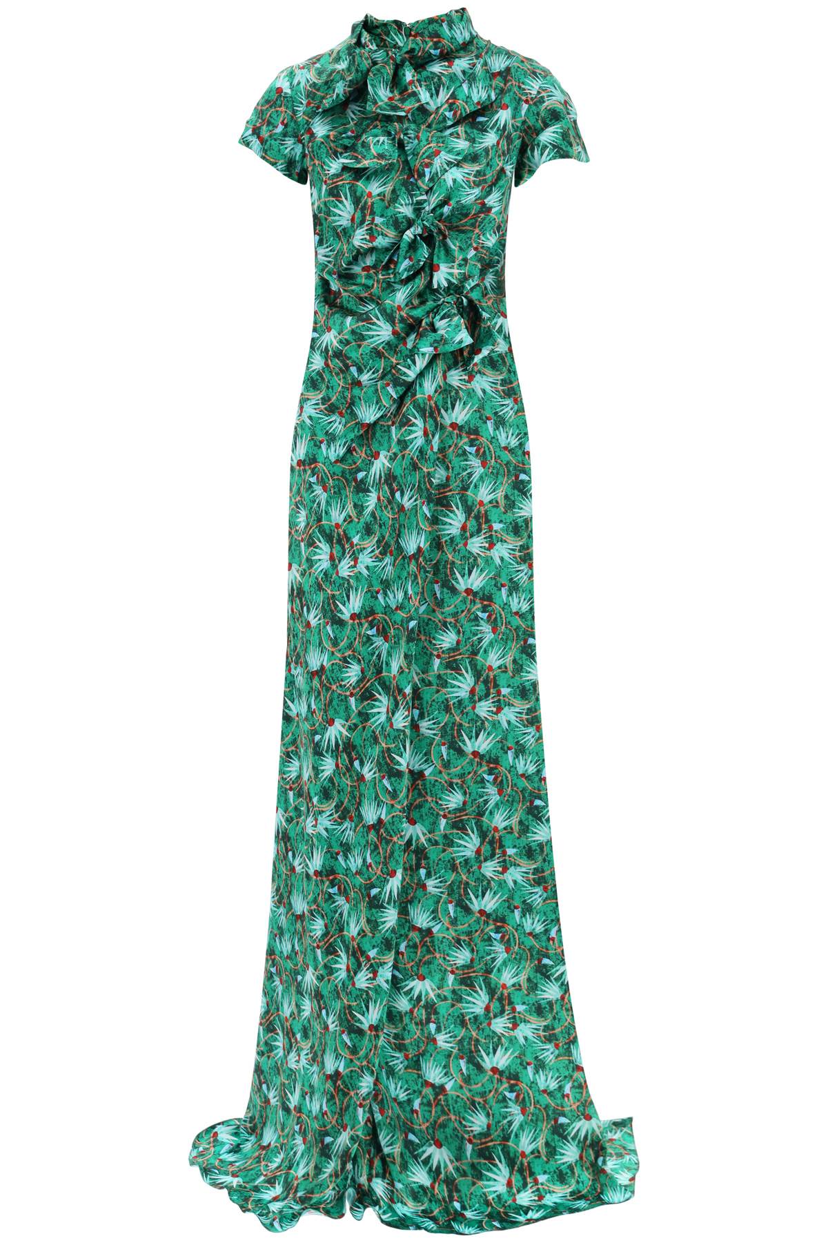 Saloni maxi floral dress kelly with bows-0
