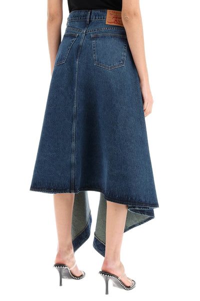 Y project denim midi skirt with cut out details-2