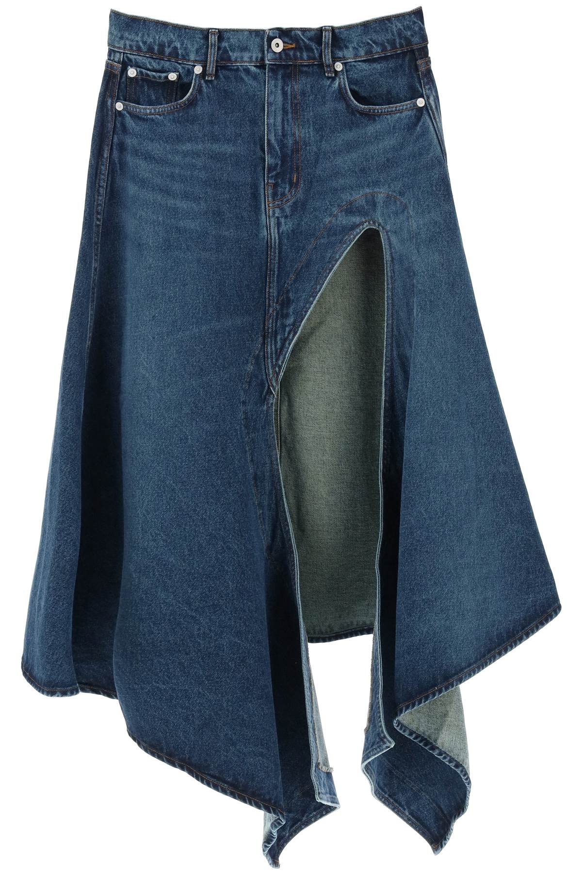 Y project denim midi skirt with cut out details-0
