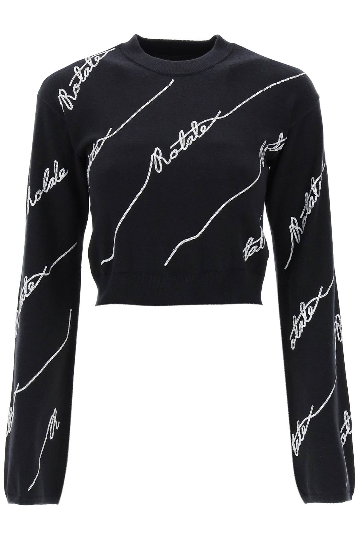 Rotate sequined logo cropped sweater-0