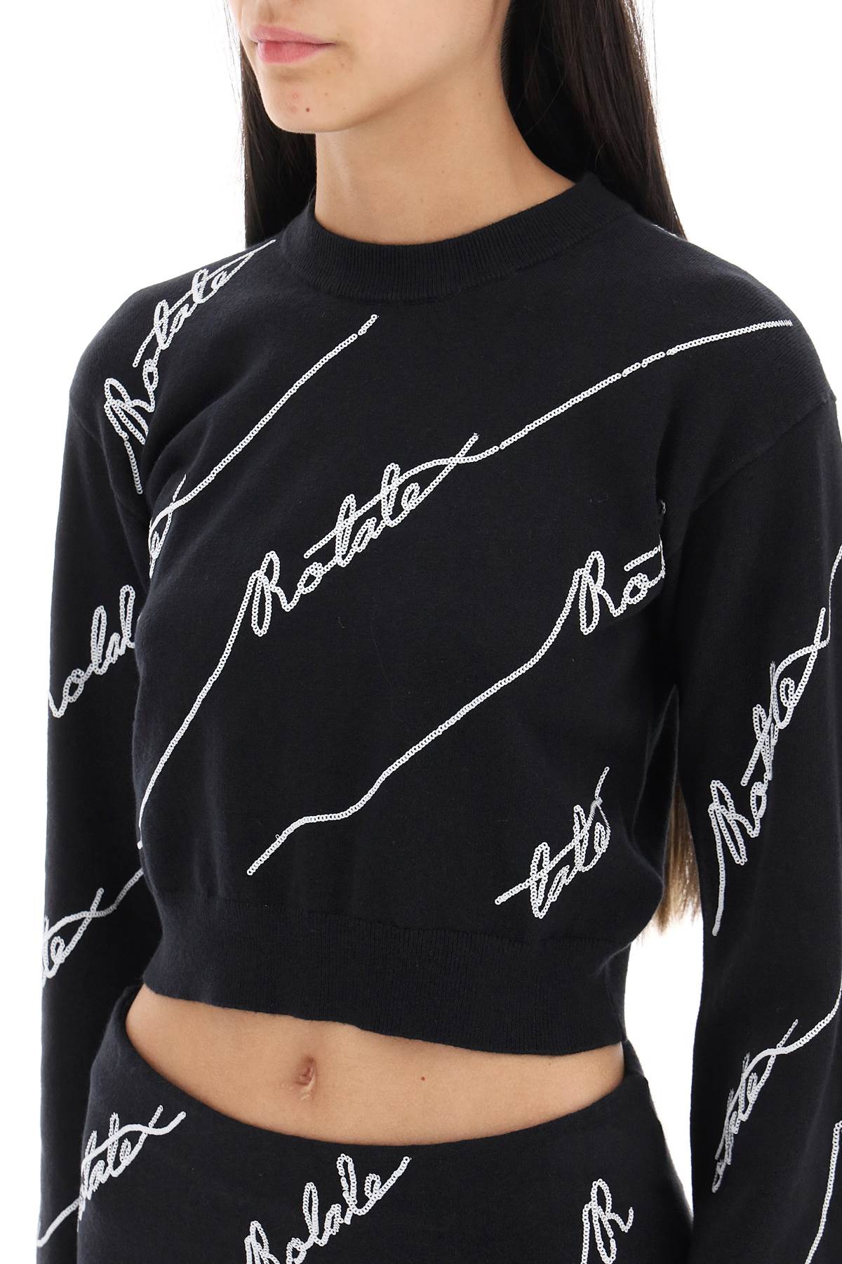 Rotate sequined logo cropped sweater-3