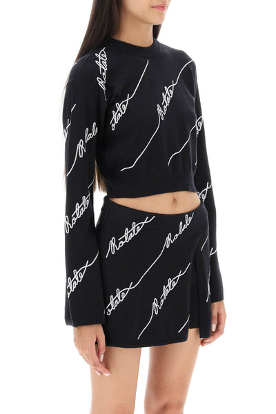 Rotate sequined logo cropped sweater-1