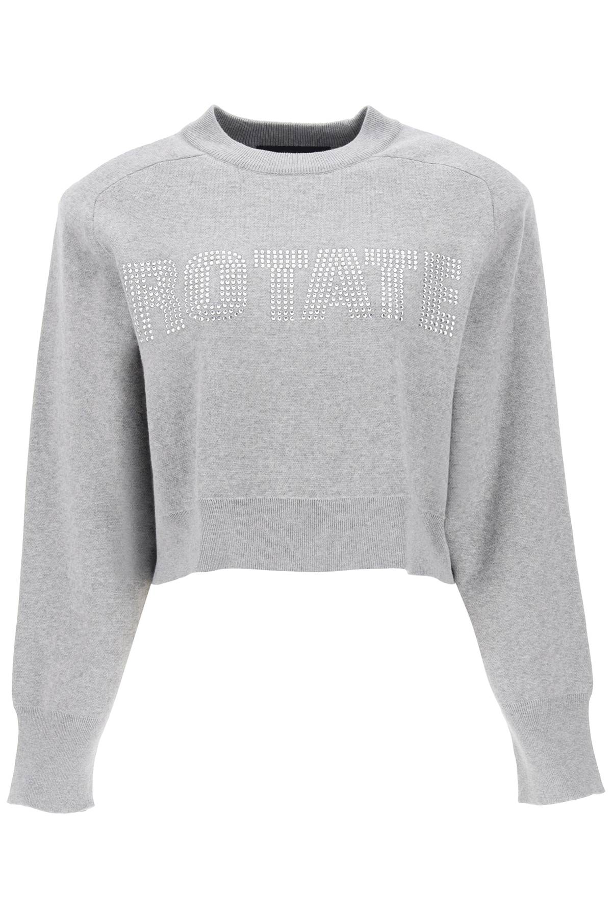 Rotate cropped sweater with rhinestone-studded logo-0