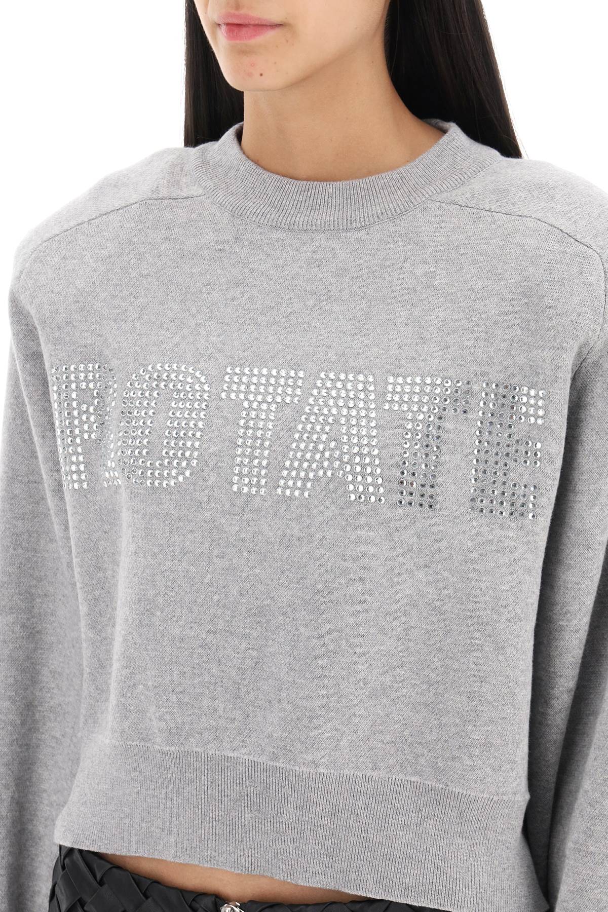Rotate cropped sweater with rhinestone-studded logo-3