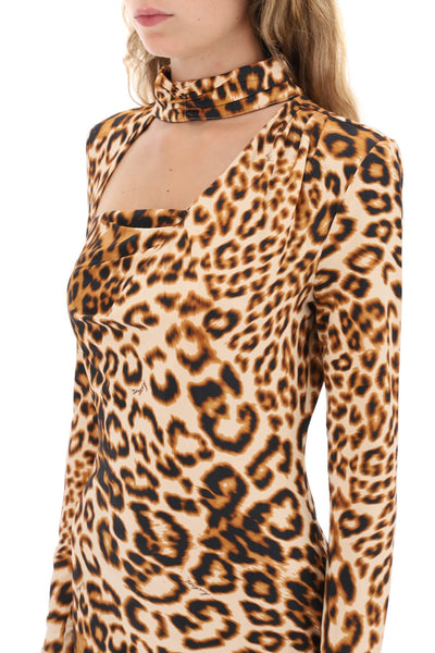 Rotate leopard printed jersey mini dress-3