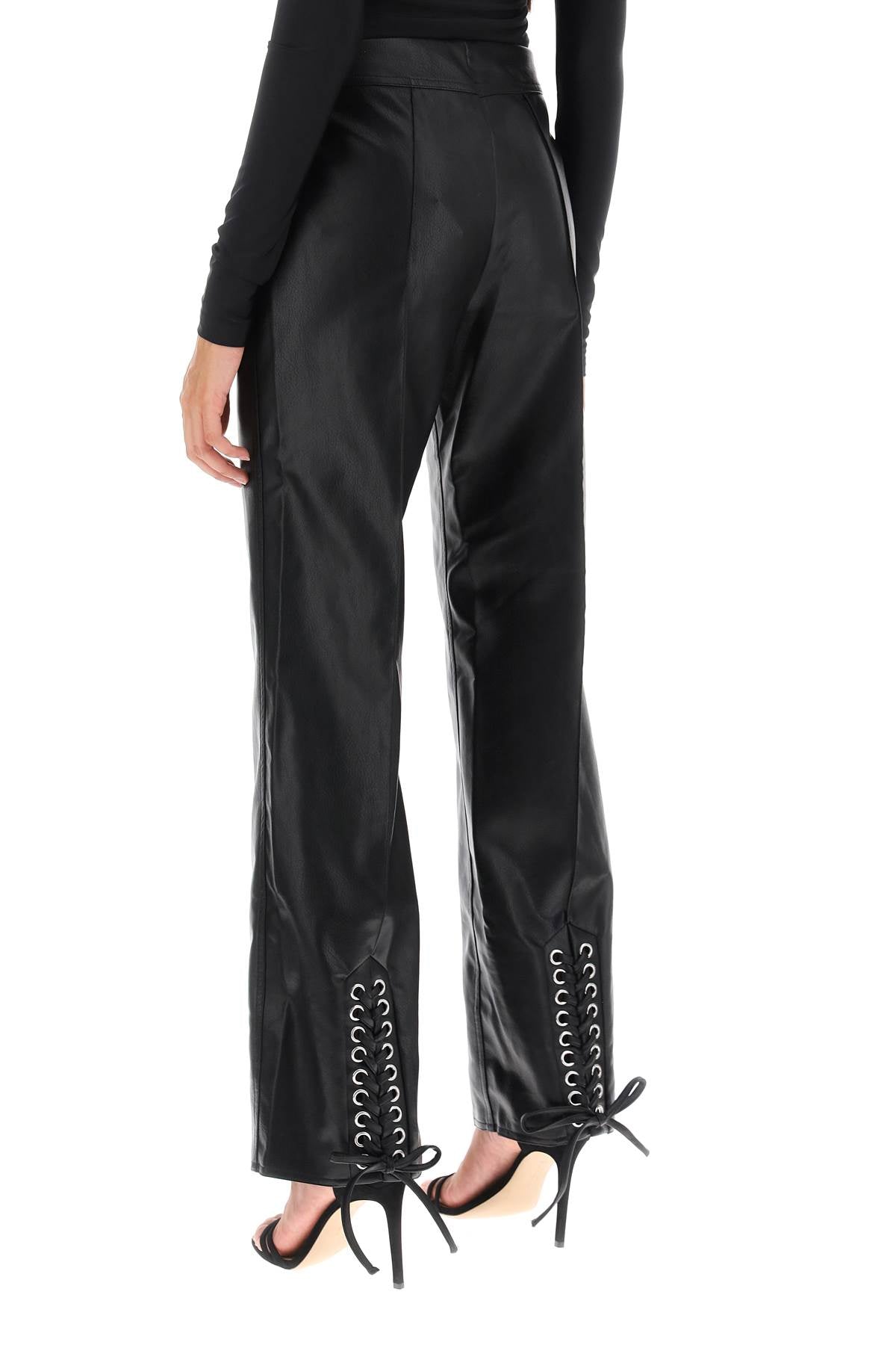 Rotate straight-cut pants in faux leather-3