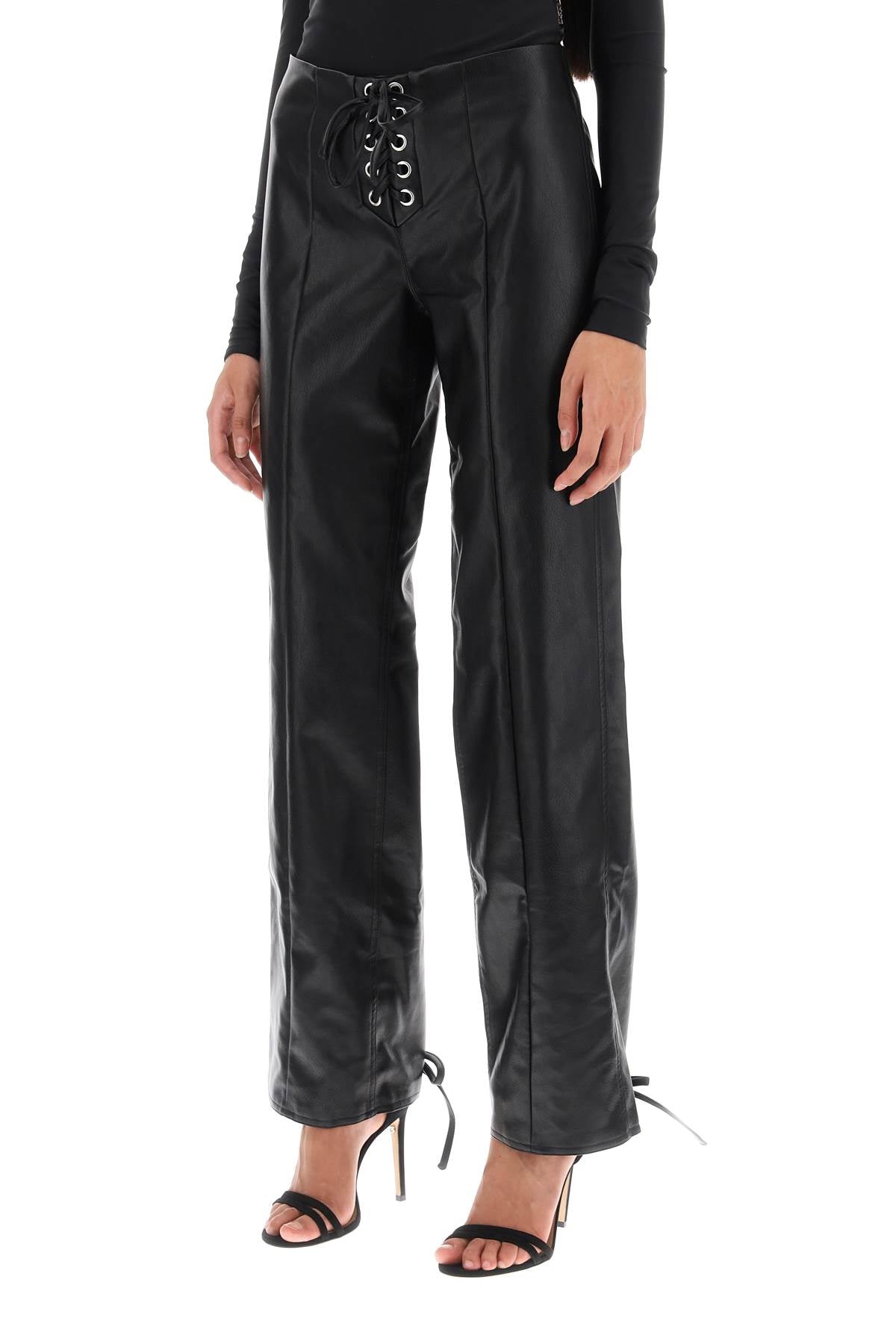 Rotate straight-cut pants in faux leather-2